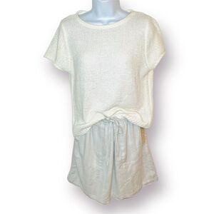 Martha Stewart Crean Sweater Blue Stripe Skort Set Mini Skirt Textured M NWT